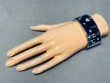 One Of The Finest Vintage Native American Navajo Turquoise Inlay Sterling Silver Bracelet-Nativo Arts