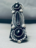 One Of A Kind Native American Navajo Black Onyx Sterling Silver Ring-Nativo Arts