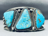 Museum Vintage Native American Navajo Kingman Turquoise Sterling Silver Bracelet-Nativo Arts