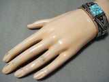 Authentic Albert Jake Native American Navajo High Grade Turquoise Sterling Silver Bracelet-Nativo Arts