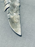 4 Inch Tall Vintage Native American Navajo Opal Sterling Silver Feather Necklace-Nativo Arts