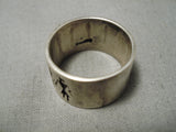Very Unique!! Yei Rug Vintage Navajo Sterling Silver Native American Ring Old-Nativo Arts