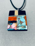 Native American Appealing Santo Domingo Turquoise Inlay Sterling Silver Necklace-Nativo Arts