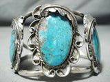 Opulent Vintage Native American Navajo Bisbee Turquoise Sterling Silver Bracelet Old-Nativo Arts