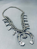 Rare Bisbee Turquoise Vintage Native American Navajo Sterling Silver Squash Blossom Necklace-Nativo Arts