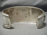 Museum Vintage Native American Navajo Domed Green Turquoise Sterling Silver Bracelet Old-Nativo Arts