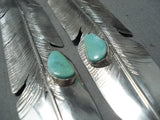 Stunning Navajo Royston Turquoise Sterling Silver Native American Earrings-Nativo Arts