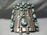 Best Vintage Native American Navajo Carico Lake Turquoise Kachina Sterling Silver Bracelet Old-Nativo Arts