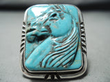 Native American Completely Hand Carved Important Sterling Silver Horse Ring-Nativo Arts