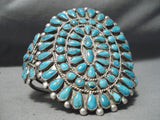 Incredible Vintage Native American Navajo Turquoise Cluster Sterling Silver Bracelet-Nativo Arts