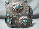 Amazing Vintage Native American Navajo Old Kingman Turquoise Sterling Silver Concho Belt Old-Nativo Arts
