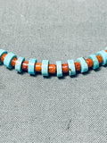 Sweet Native American Navajo Turquoise & Coral Sterling Silver Necklace-Nativo Arts