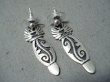 Fabulous Vintage Hopi Native American Sterling Silver Earrings-Nativo Arts