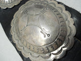 Huge Hand Wrought Vintage Native American Navajo Sterling Silver Concho Belt Old-Nativo Arts