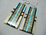 Native American Some Of The Most Intricate Santo Domingo Turquoise Sterling Silver Earrings-Nativo Arts
