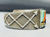 One Of Most Unique Ever Vintage Native American Navajo Nturquoise Inlay Sterling Silver Bracelet-Nativo Arts
