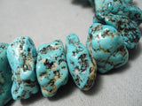 Chunky Huge Vintage Native American Navajo Spiderweb Turquoise Nuggets Necklace Old-Nativo Arts