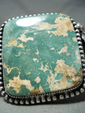 Huge Rare Squared Royston Turquoise Vintage Native American Navajo Sterling Silver Bracelet-Nativo Arts