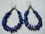 Fantastic Navajo Native American Lapis Sterling Silver Earrings-Nativo Arts