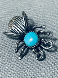 Marvelous Vintage Native American Navajo Turquoise Sterling Silver Beetle Pin-Nativo Arts