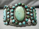 One Of The Best Vintage Native American Navajo Turquoise Sterling Silver Cluster Bracelet-Nativo Arts