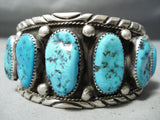 M.c. Tsosie Quality Vintage Native American Navajo Turquoise Nugget Sterling Silver Bracelet-Nativo Arts