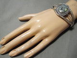 Important Vintage Native American Navajo New Lander Blue Turquoise Sterling Silver Bracelet-Nativo Arts