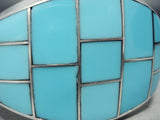 Benny Touchine Vintage Native American Navajo Turquoise Inlay Sterling Silver Bracelet-Nativo Arts