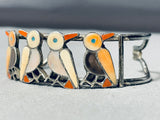 Lovely Birds Vintage Native American Zuni Turquoise Sterling Silver Bracelet Old-Nativo Arts