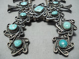 To Die For! Vintage Native American Navajo Turquoise Sterling Silver Squash Blossom Necklace-Nativo Arts