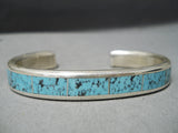 Dramatic Vintage Native American Zuni Turquoise Sterling Silver Bracelet Old-Nativo Arts