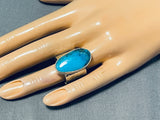 Terrific Native American Navajo Old Kingman Turquoise Sterling Silver Ring-Nativo Arts
