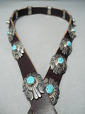 Authentic Vintage Native American Navajo Thomas Singer Turquoise Sterling Silver Concho Belt-Nativo Arts