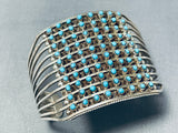 Towering 10-story Vintage Native American Zuni Turquoise Sterling Silver Snake Eyes Bracelet-Nativo Arts