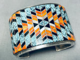 Best Rug Turquoise Inlay Vintage Native American Navajo Sterling Silver Bracelet-Nativo Arts