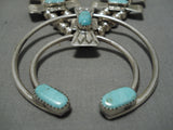 Superior Vintage Native American Navajo Green Turquoise Sterling Silver Squash Blossom Necklace-Nativo Arts