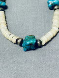 Native American Beautiful Vintage Santo Domingo Old Kingman Turquoise Sterling Silver Necklace-Nativo Arts