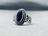Important Native American Navajo Black Onyx Sterling Silver Ring-Nativo Arts