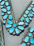 One Of The Best Vintage Native American Navajo Turquoise Sterling Silver Collar Protectors-Nativo Arts