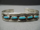 Amazing Vintage Native American Navajo Turquoise Sterling Silver Sun Bracelet Old-Nativo Arts