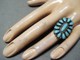 Signed Vintage Navajo Native American Turquoise Cluster Sterling Silver Ring-Nativo Arts
