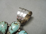 Important Colossal Vintage Native American Navajo Spiderweb Turquoise Sterling Silver Pendant-Nativo Arts
