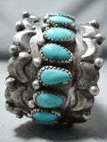 Outstanding Vintage Native American Navajo Turquoise Sterling Silver Bracelet Old-Nativo Arts