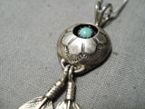 Stunning Vintage Native American Navajo Turquoise Sterling Silver Shadowbox Necklace-Nativo Arts