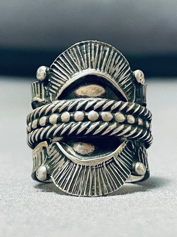 The Best Native American Navajo Extreme Detailed Saddle Sterling Silver Ring-Nativo Arts