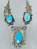 One Of A Kind Vintage Native American Hopi Morenci Turquoise Sterling Silver Necklace-Nativo Arts