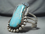 Ray Nez Native American Navajo Huge Kingman Turquoise Sterling Silver Bracelet-Nativo Arts