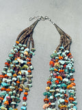 Native American One Of The Most Unique Vintage Santo Domingo Turquoise Sterling Silver Necklace-Nativo Arts