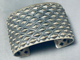 Best Native American Navajo Repoussed Diamond Sterling Silver Wide Bracelet-Nativo Arts