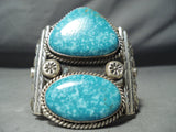 Dynamic Navajo Kingman Turquoise Sterling Silver Bracelet Native American-Nativo Arts